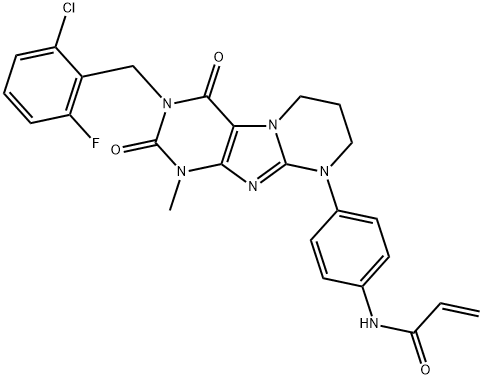 2-Propenamide, N-[4-[3-[(2-chloro-6-fluorophenyl)methyl]-1,2,3,4,7,8-hexahydro-1-methyl-2,4-dioxopyrimido[2,1-f]purin-9(6H)-yl]phenyl]- Structure