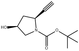1-Pyrrolidinecarboxylic acid, 2-ethynyl-4-hydroxy-, 1,1-dimethylethyl ester, (2S,4S)- Struktur