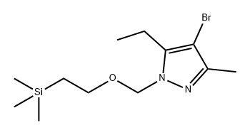 1H-Pyrazole, 4-bromo-5-ethyl-3-methyl-1-[[2-(trimethylsilyl)ethoxy]methyl]- 化学構造式