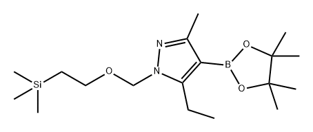 1H-Pyrazole, 5-ethyl-3-methyl-4-(4,4,5,5-tetramethyl-1,3,2-dioxaborolan-2-yl)-1-[[2-(trimethylsilyl)ethoxy]methyl]- 化学構造式