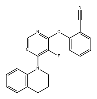 Benzonitrile, 2-[[6-(3,4-dihydro-1(2H)-quinolinyl)-5-fluoro-4-pyrimidinyl]oxy]- 化学構造式
