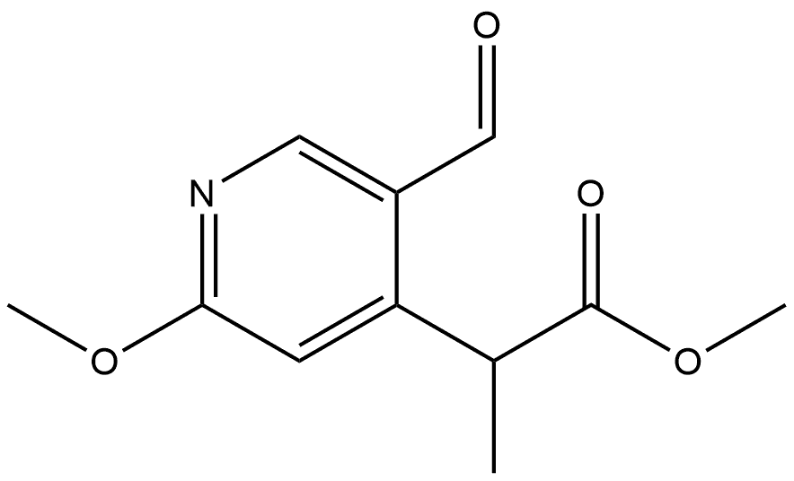 Methyl 5-formyl-2-methoxy-α-methyl-4-pyridineacetate 化学構造式