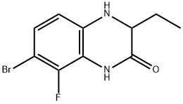 7-Bromo-3-ethyl-8-fluoro-3,4-dihydro-2(1H)-quinoxalinone 化学構造式