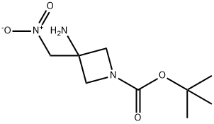 1-Azetidinecarboxylic acid, 3-amino-3-(nitromethyl)-, 1,1-dimethylethyl ester 化学構造式