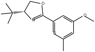 Pyridine, 2-[(4R)-4-(1,1-dimethylethyl)-4,5-dihydro-2-oxazolyl]-4-methoxy-6-methyl- Structure