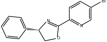 Pyridine, 5-bromo-2-[(4S)-4,5-dihydro-4-phenyl-2-oxazolyl]- 化学構造式