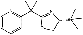 Pyridine, 2-[1-[(4R)-4-(1,1-dimethylethyl)-4,5-dihydro-2-oxazolyl]-1-methylethyl]- Struktur