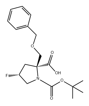 1,2-Pyrrolidinedicarboxylic acid, 4-fluoro-2-[(phenylmethoxy)methyl]-, 1-(1,1-dimethylethyl) ester, (2S,4R)- Structure