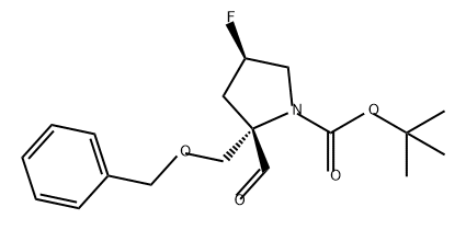 1-Pyrrolidinecarboxylic acid, 4-fluoro-2-formyl-2-[(phenylmethoxy)methyl]-, 1,1-dimethylethyl ester, (2S,4R)- Structure