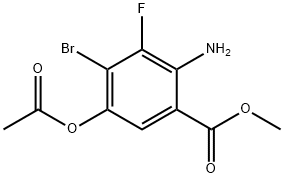 Methyl 5-(acetyloxy)-2-amino-4-bromo-3-fluorobenzoate Struktur