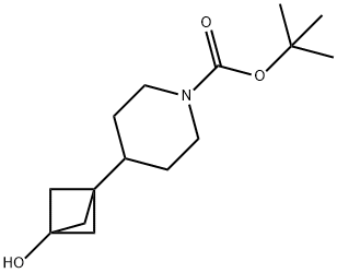 1-Piperidinecarboxylic acid, 4-(3-hydroxybicyclo[1.1.1]pent-1-yl)-, 1,1-dimethylethyl ester Structure