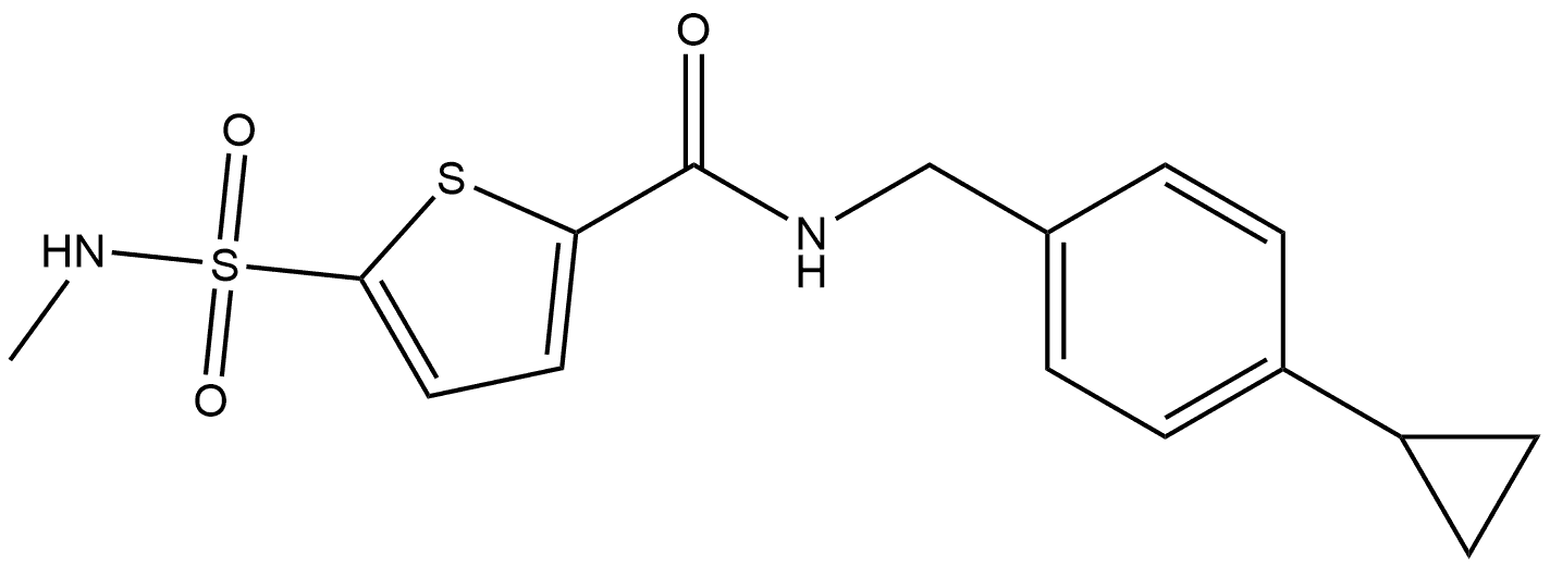 N-[(4-Cyclopropylphenyl)methyl]-5-[(methylamino)sulfonyl]-2-thiophenecarboxamide 化学構造式