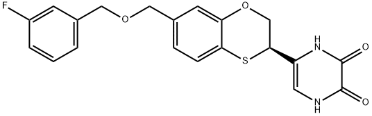 2,3-Pyrazinedione, 5-[(3R)-7-[[(3-fluorophenyl)methoxy]methyl]-2,3-dihydro-1,4-benzoxathiin-3-yl]-1,4-dihydro- Structure