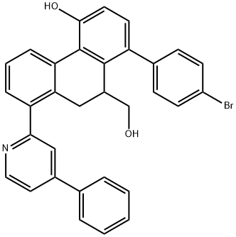 9-Phenanthrenemethanol, 8-(4-bromophenyl)-9,10-dihydro-5-hydroxy-1-(4-phenyl-2-pyridinyl)- Structure