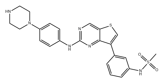 Methanesulfonamide, N-[3-[2-[[4-(1-piperazinyl)phenyl]amino]thieno[3,2-d]pyrimidin-7-yl]phenyl]-|化合物 FLT3-IN-17