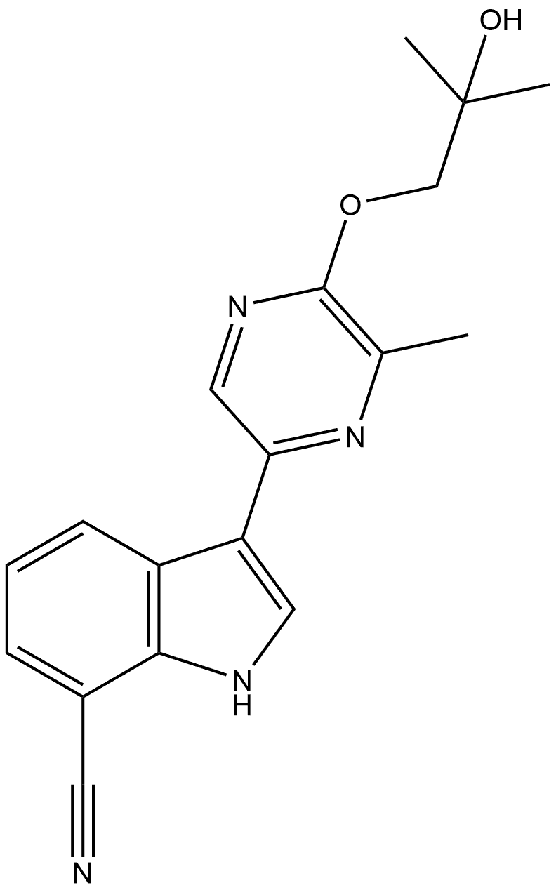 3-[5-(2-Hydroxy-2-methylpropoxy)-6-methyl-2-pyrazinyl]-1H-indole-7-carbonitrile Structure