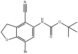 1,1-Dimethylethyl N-(7-bromo-4-cyano-2,3-dihydro-5-benzofuranyl)carbamate Struktur
