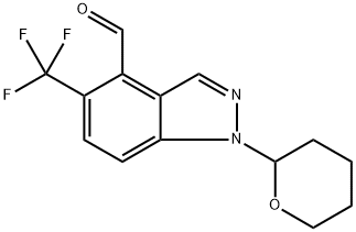 1H-Indazole-4-carboxaldehyde, 1-(tetrahydro-2H-pyran-2-yl)-5-(trifluoromethyl)- Struktur