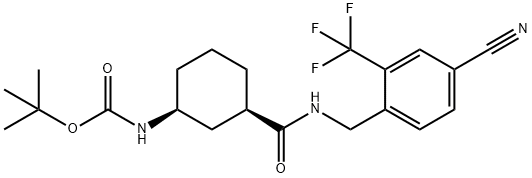 Carbamic acid, N-[(1S,3R)-3-[[[[4-cyano-2-(trifluoromethyl)phenyl]methyl]amino]carbonyl]cyclohexyl]-, 1,1-dimethylethyl ester,2760441-87-8,结构式