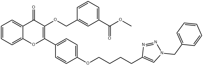 Benzoic acid, 3-[[[4-oxo-2-[4-[4-[1-(phenylmethyl)-1H-1,2,3-triazol-4-yl]butoxy]phenyl]-4H-1-benzopyran-3-yl]oxy]methyl]-, methyl ester 结构式