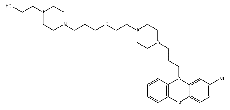 1-Piperazineethanol, 4-[3-[2-[4-[3-(2-chloro-10H-phenothiazin-10-yl)propyl]-1-piperazinyl]ethoxy]propyl]- 化学構造式