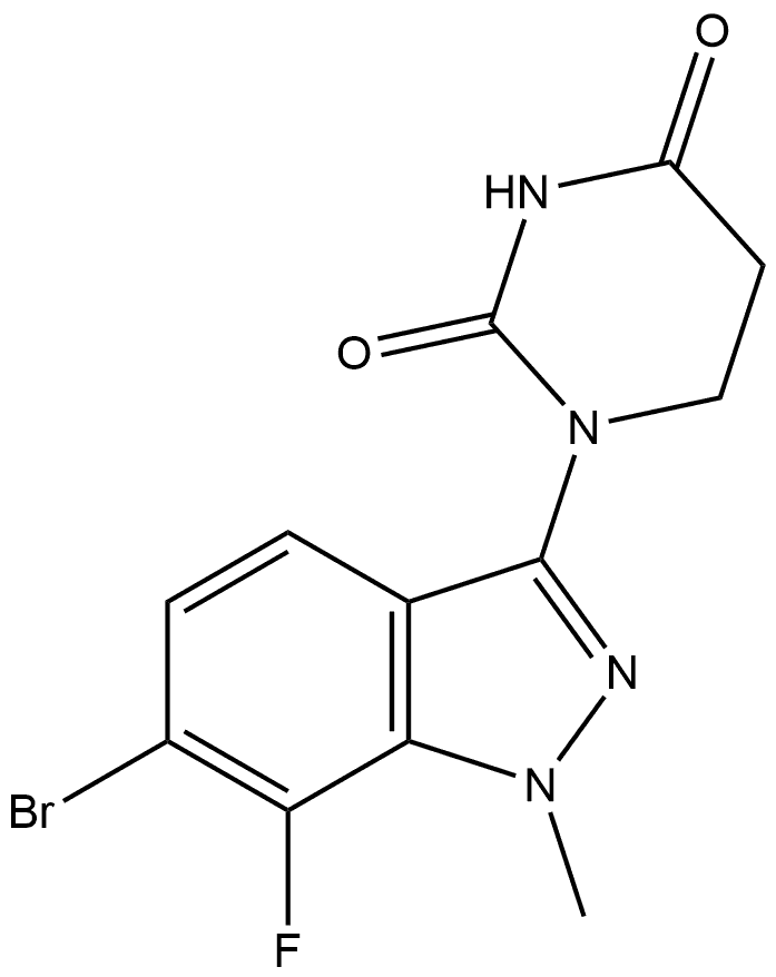 1-(6-bromo-7-fluoro-1-methyl-1H-indazol-3-yl)-1,3-diazinane-2,4-dione Structure