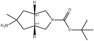 rel-1,1-Dimethylethyl (3aR,6aS)-5-aminohexahydro-5-methylcyclopenta[c]pyrrole-2(1H)-carboxylate Struktur