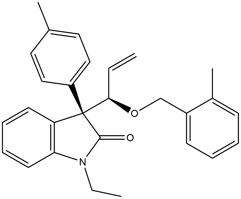 (3R)-1-Ethyl-1,3-dihydro-3-(4-methylphenyl)-3-[(1R)-1-[(2-methylphenyl)methoxy]-2-propen-1-yl]-2H-indol-2-one Structure