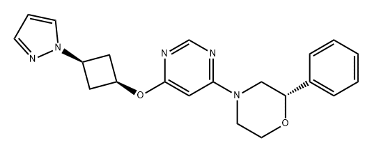 Morpholine, 2-phenyl-4-[6-[[cis-3-(1H-pyrazol-1-yl)cyclobutyl]oxy]-4-pyrimidinyl]-, (2S)-|化合物ELOVL1-IN-3