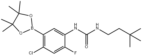 Urea, N-[4-chloro-2-fluoro-5-(4,4,5,5-tetramethyl-1,3,2-dioxaborolan-2-yl)phenyl]-N'-(3,3-dimethylbutyl)- Struktur