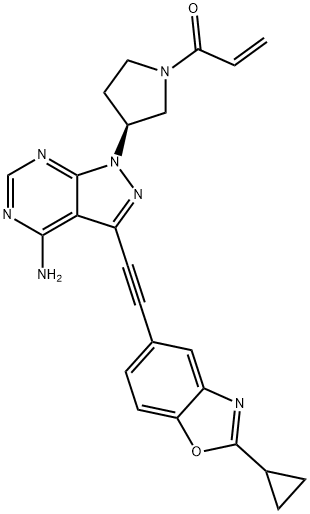 2-Propen-1-one, 1-[(3S)-3-[4-amino-3-[2-(2-cyclopropyl-5-benzoxazolyl)ethynyl]-1H-pyrazolo[3,4-d]pyrimidin-1-yl]-1-pyrrolidinyl]- Structure