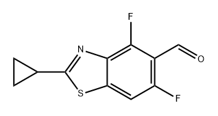 5-Benzothiazolecarboxaldehyde, 2-cyclopropyl-4,6-difluoro- 化学構造式