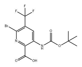 6-溴-3-(叔丁氧羰基)氨基)-5-(三氟甲基)吡啶甲酸, 2761296-43-7, 结构式