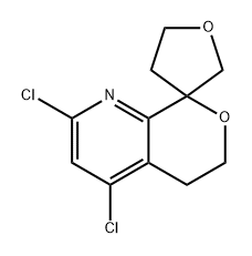 Spiro[furan-3(2H),8'-[8H]pyrano[3,4-b]pyridine], 2',4'-dichloro-4,5,5',6'-tetrahydro- 化学構造式