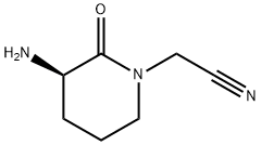 (3R)-3-Amino-2-oxo-1-piperidineacetonitrile 化学構造式