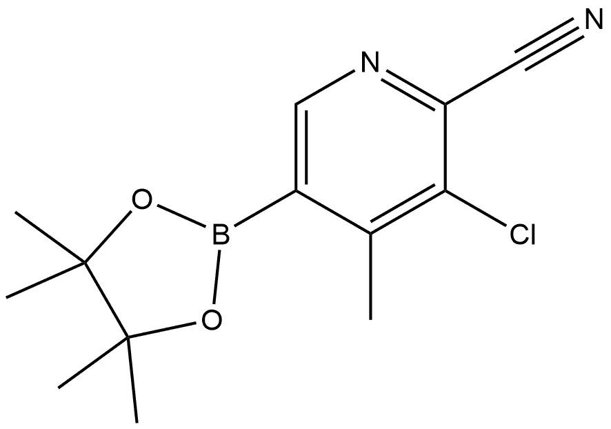 3-Chloro-4-methyl-5-(4,4,5,5-tetramethyl-1,3,2-dioxaborolan-2-yl)picolinonitrile 化学構造式