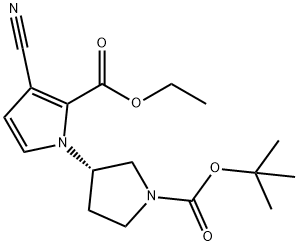 1H-Pyrrole-2-carboxylic acid, 3-cyano-1-[(3S)-1-[(1,1-dimethylethoxy)carbonyl]-3-pyrrolidinyl]-, ethyl ester 结构式