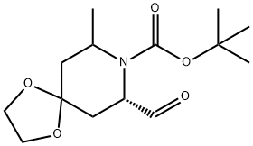 1,4-Dioxa-8-azaspiro[4.5]decane-8-carboxylic acid, 7-formyl-9-methyl-, 1,1-dimethylethyl ester, (7S)- 化学構造式