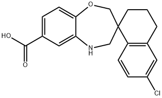 Spiro[1,5-benzoxazepine-3(2H),1'(2'H)-naphthalene]-7-carboxylic acid, 6'-chloro-3',4,4',5-tetrahydro- Structure