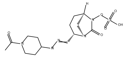 (2S,5R)-2-(N-(1-acetylpiperidin-4-yl)carbamimidoyl)-7-oxo-1,6-diazabicyclo[3.2.1]octan-6-yl hydrogensulfate Structure
