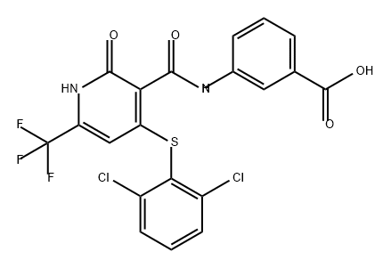 Benzoic acid, 3-[[[4-[(2,6-dichlorophenyl)thio]-1,2-dihydro-2-oxo-6-(trifluoromethyl)-3-pyridinyl]carbonyl]amino]-|化合物NRX-103094