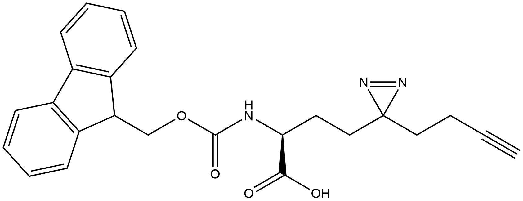 (αS)-3-(3-Butyn-1-yl)-α-[[(9H-fluoren-9-ylmethoxy)carbonyl]amino]-3H-diazirine-3-butanoic acid Struktur