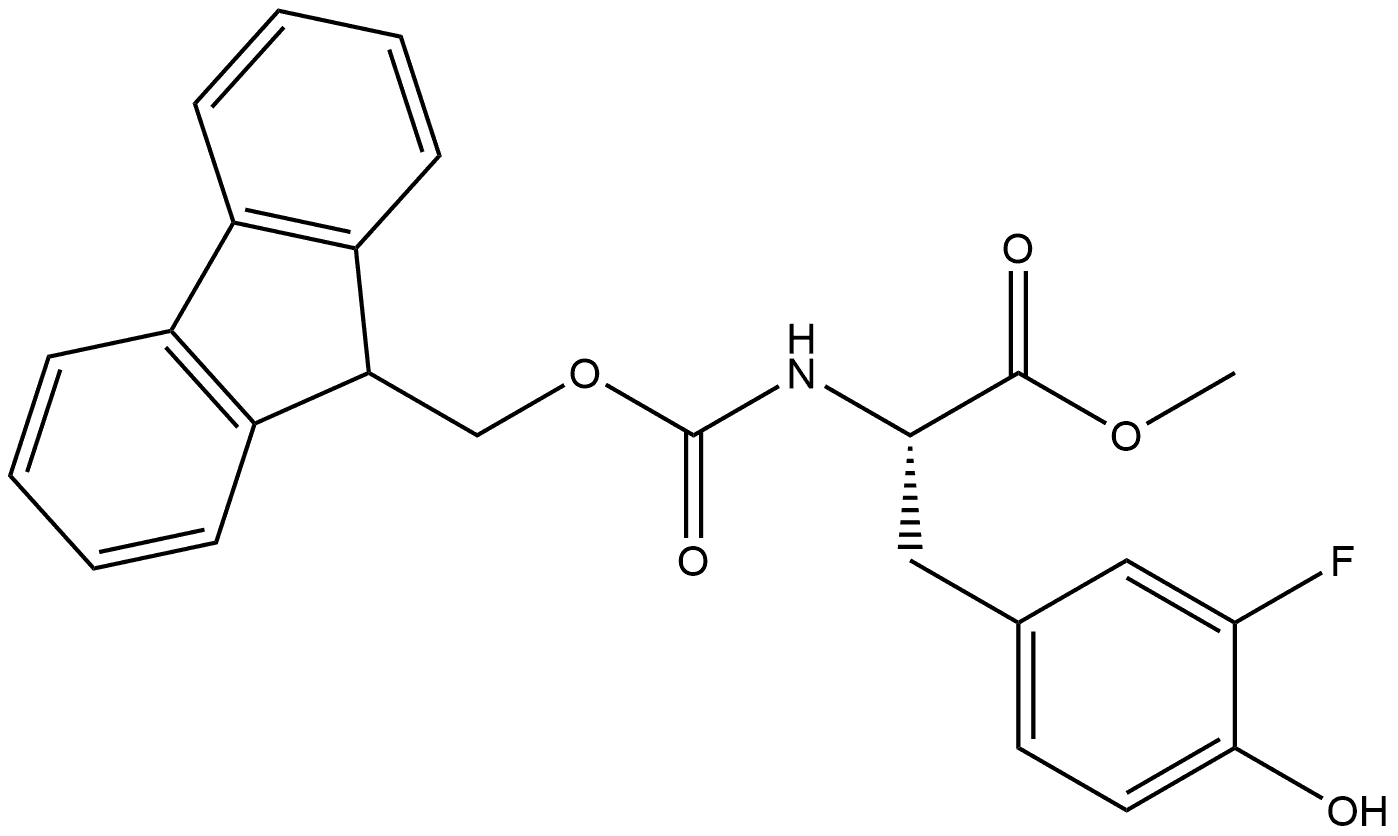 methyl 2-((((9H-fluoren-9-yl)methoxy)carbonyl)amino)-3-(3-fluoro-4-hydroxyphenyl)propanoate 结构式