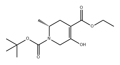 1,4(2H)-Pyridinedicarboxylic acid, 3,6-dihydro-5-hydroxy-2-methyl-, 1-(1,1-dimethylethyl) 4-ethyl ester, (2R)- Struktur