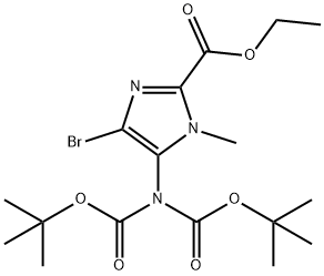 1H-Imidazole-2-carboxylic acid, 5-[bis[(1,1-dimethylethoxy)carbonyl]amino]-4-bromo-1-methyl-, ethyl ester Structure