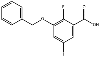 Benzoic acid, 2-fluoro-5-iodo-3-(phenylmethoxy)-,2764729-31-7,结构式