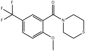 Methanone, [2-methoxy-5-(trifluoromethyl)phenyl]-4-thiomorpholinyl-|(2-METHOXY-5-(TRIFLUOROMETHYL)PHENYL)(THIOMORPHOLINO)METH