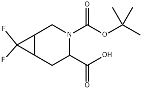 3-(叔丁氧基羰基)-7,7-二氟-3-氮杂双环[4.1.0]庚烷-4-羧酸, 2765271-01-8, 结构式