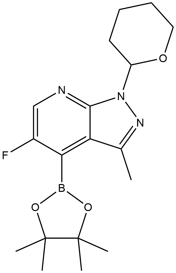 5-氟-3-甲基-1-(四氢-2H-吡喃-2-基)-4-(4,4,5,5-四甲基-1,3,2-二氧杂硼烷-2-基)-1H-吡唑并[3,4-B]吡啶,2765271-64-3,结构式