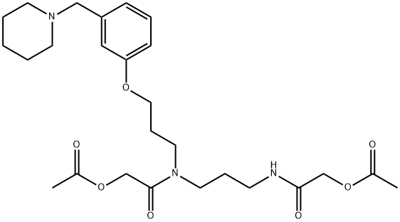 2-(Acetyloxy)-N-[3-[[2-(acetyloxy)acetyl]amino]propyl]-N-[3-[3-(1-piperidinylmethyl)phenoxy]propyl]acetamide 化学構造式